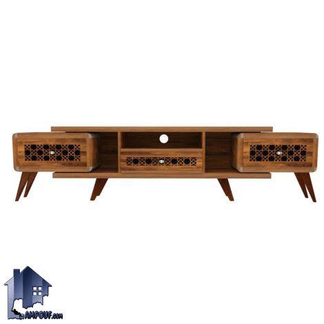 میز تلویزیون ترمه دورو TTDi502 به صورت کشو دار که به عنوان استند LCD و LED و زیر تلویزیونی و میز TV در تی وی روم و پذیرایی استفاده میشود.