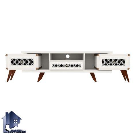میز تلویزیون ترمه دورو TTDi502 به صورت کشو دار که به عنوان استند LCD و LED و زیر تلویزیونی و میز TV در تی وی روم و پذیرایی استفاده میشود.