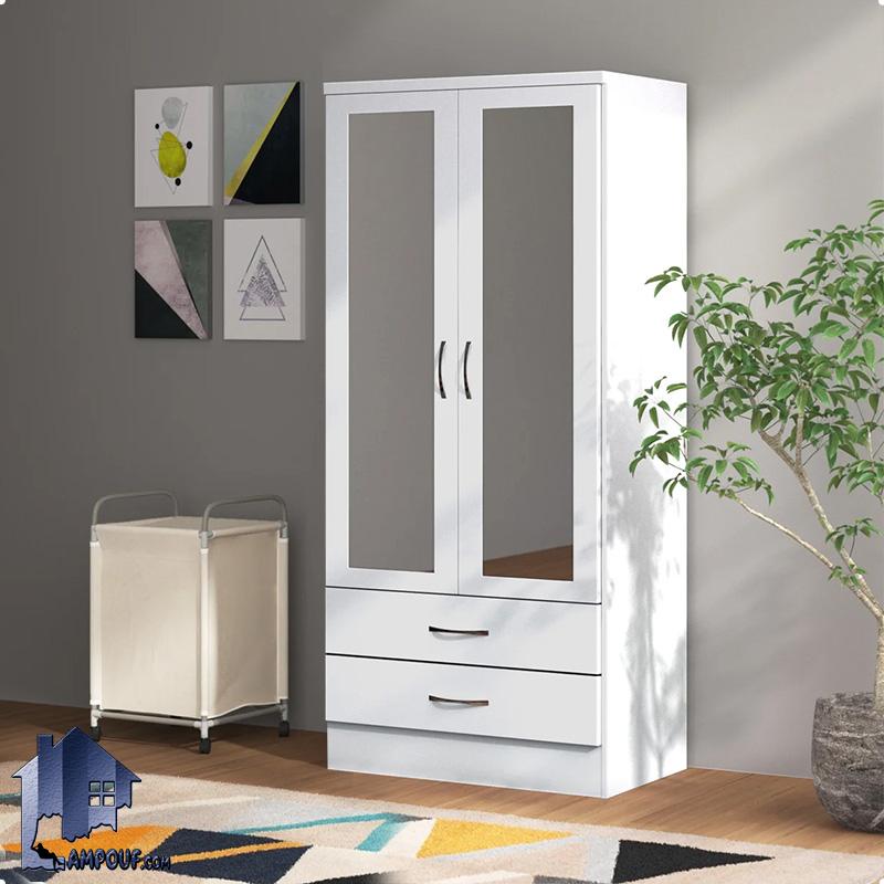 LHJ345 (3) کمد جالباسی LHJ345 دارای کشو و میله آویز رگال لباس با درب آینه دار که به عنوان استند و کمد دیواری کفش و لباس در کنار سرویس خواب در اتاق خواب استفاده میشود.