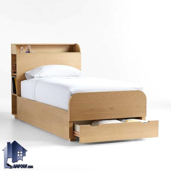 تخت خواب یک نفره SBJ222 دارای تاج و به صورت کشو دار که به عنوان تختخواب کمجا و باکس یک نفره در کنار سرویس خواب در اتاق خواب نوجوان و بزرگسال استفاده می‌شود.