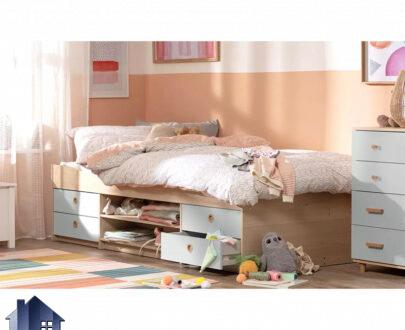 تخت خواب یک نفره SBJ224 دارای کشو و دراور و به صورت قفسه دار که به عنوان تختخواب و باکس یکنفره در کنار سرویس خواب اتاق نوجوان و بزرگسال استفاده می‌شود.
