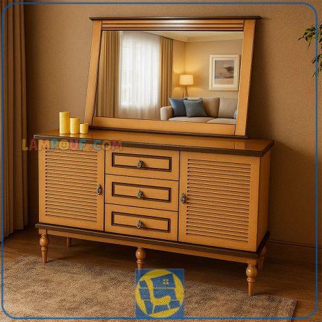کنسول SCA707 چوبی و به صورت کشو دار که به عنوان میز آینه در پذیرایی و میز آرایش و گریم و توالت در کنار سرویس خواب در اتاق خواب استفاده می‌شود.