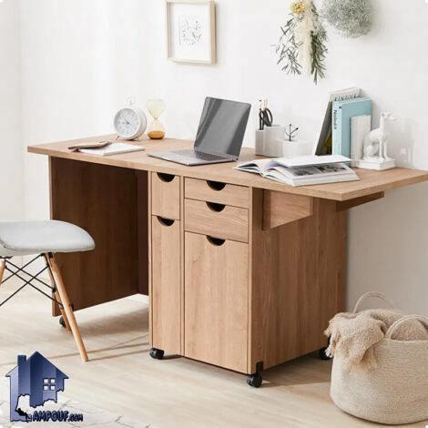 میز چرخ خیاطی SMDJ111 دارای کشو و به صورت چرخ دار که به عنوان میز لپ تاپ و کامپیوتر و تحریر و گیمینگ در کنار سرویس خواب در اتاق خواب قرار میگیرد.
