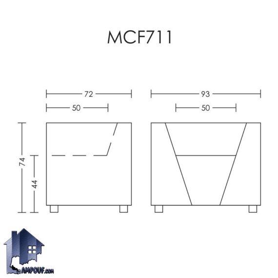 مبل مکعبی تک نفره دو دسته MCF کد OfAM104