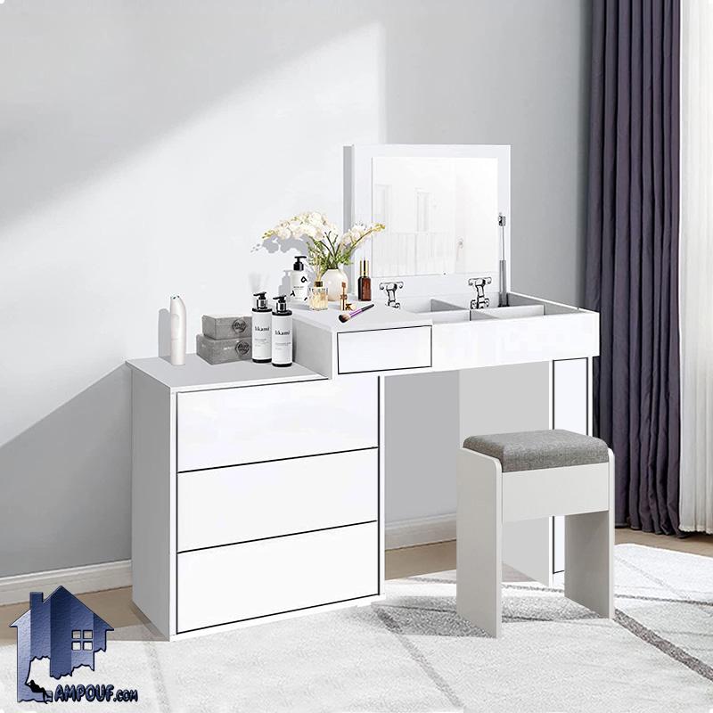 DJ648 (5) میز آرایش DJ648 به صورت کشو دار دارای دیوایدر و آینه تاشو و کمجا که به عنوان میز توالت و گریم دخترانه در کنار سرویس خواب در اتاق خواب قرار میگیرد.