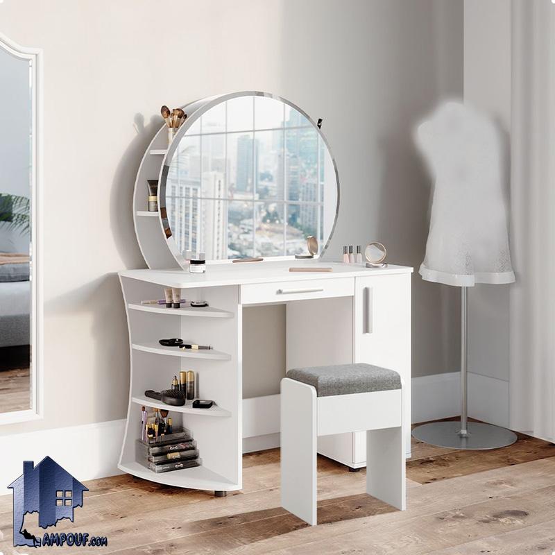 DJ649 (1) میز آرایش DJ649 دارای کشو و قفسه و شلف و ویترین که به عنوان میز گریم و توالت دخترانه و دراور و کنسول آینه دار در کنار سرویس خواب در اتاق خواب قرار میگیرد.