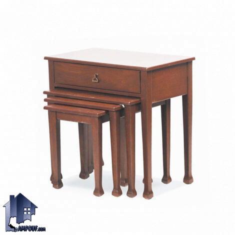میز عسلی چهار تکه HOA048 به صورت چوبی و کشو دار که به عنوان جلومبلی خانگی و اداری در کنار مبلمان پذیرایی و تی وی روم و ... استفاده می‌شود.