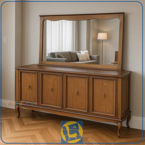 کنسول SCA764 چوبی دارای درب و به صورت آینه دار که به عنوان میز داخل سالنی در پذیرایی و میز آرایش و گریم و توالت در کنار سرویس خواب در اتاق قرار می‌گیرد.