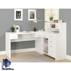 میز تحریر SDJ142 ال شکل و گوشه ای و کنجی به صورت کشو دار که به عنوان میز کامپیوتر، لپ تاپ، گیمینگ و میز کار، ترید در کنار سرویس خواب در اتاق قرار میگیرد.