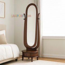 آینه قدی SMA20 چوبی کشو دار که دارای آینه با قابلیت تغییر زاویه که به عنوان میز آرایش و گریم و توالت در پذیرایی و در کنار سرویس خواب در اتاق قرار میگیرد.