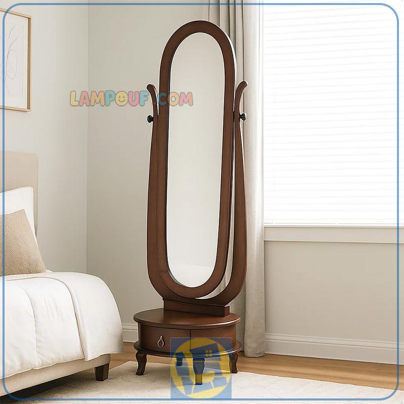 SMA20-1 آینه قدی SMA20 چوبی کشو دار که دارای آینه با قابلیت تغییر زاویه که به عنوان میز آرایش و گریم و توالت در پذیرایی و در کنار سرویس خواب در اتاق قرار میگیرد.