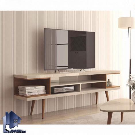 میز تلویزیون مدل TTJ121 به صورت قفسه دار با پایه چوبی که به عنوان زیر تلویزیونی و کنسول و براکت و میز TV و LCD و LED در تی وی روم و پذیرایی استفاده می‌شود.