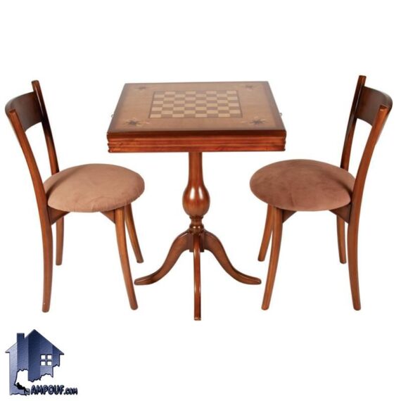 میز صندلی شطرنج DTA551 چوبی دارای دو صندلی و یک میز بازی و گیمینگ با طرح شطرنج که در پذیرایی و بالکن و آلاچیق منازل و ویلا مورد استفاده قرار میگیرد.