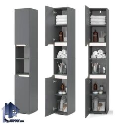 کمد سرویس بهداشتی BLJ100 درب دار از جنس PVC ضد آب و قابل شستشو که به عنوان قفسه جالباسی و کمد حوله و لباس در داخل حمام و دستشویی استفاده میشود.