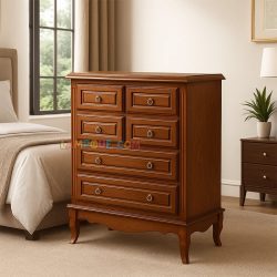 دراور DA250 چوبی کشو دار که به عنوان کمد لباس های تاشده و میز آرایش، میز گریم، میزتوالت و کنسول در کنار سرویس خواب در اتاق خواب قرار میگیرد.