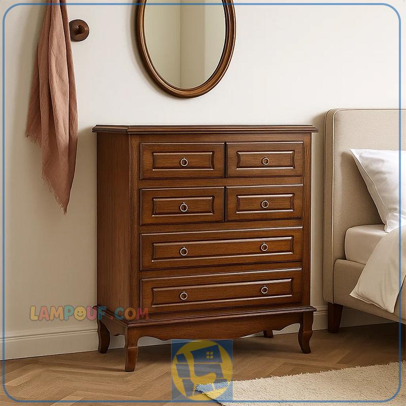 DA250-3 دراور DA250 چوبی کشو دار که به عنوان کمد لباس های تاشده و میز آرایش، میز گریم، میزتوالت و کنسول در کنار سرویس خواب در اتاق خواب قرار میگیرد.