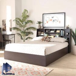 تخت خواب دو نفره DBJ195 دارای تاج قفسه دار که به عنوان تخت باکس دونفره با دو سایز کینگ و کوئین در کنار سرویس خواب در اتاق خواب قرار میگیرد.