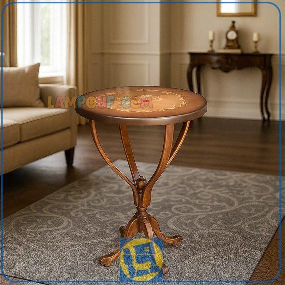 میز خاطره DTA011 چوبی و معرق کاری شده که به عنوان میز نهارخوری و غذا خوری دو نفره و میز قابل عکس و میز سفره هفت سین در پذیرایی و آشپزخانه استفاده می‌شود.