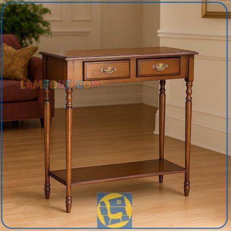 کنسول SCA202 چوبی و کشو دار که به عنوان میز کنار سالنی در پذیرایی و یا میز آرایش و گریم و توالت در کنار سرویس خواب در اتاق خواب استفاده می‌شود.