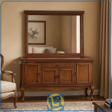 کنسول SCA60 چوبی دارای درب و کشو دار که به عنوان دراور آینه دار و میز آرایش و گریم و توالت در پذیرایی و یا در کنار سرویس خواب در اتاق قرار می‌گیرد.