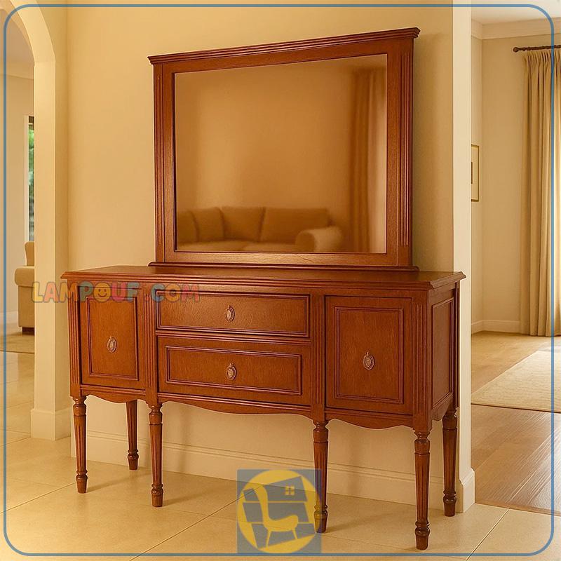 SCA66-2 کنسول SCA66 چوبی دارای درب، کشو و دراور که به عنوان میز گریم و توالت و آرایش و میز داخل سالنی آینه دار در پذیرایی و در کنار سرویس خواب در اتاق قرار میگیرد.