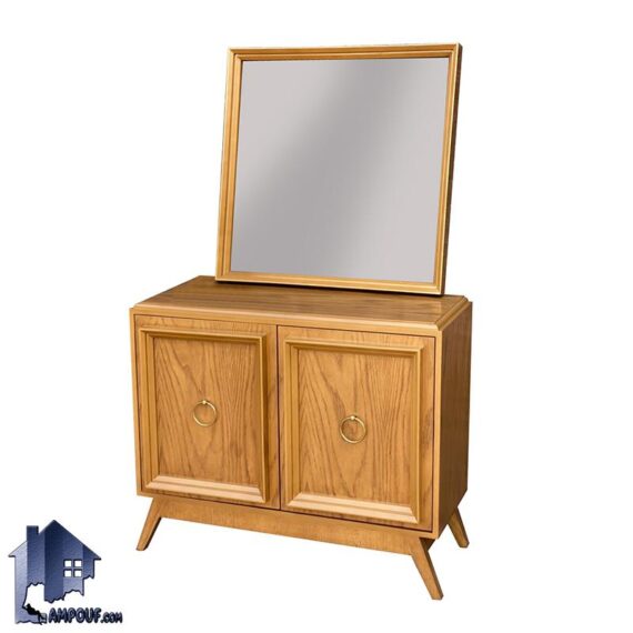 کنسول SCA702 چوبی درب دار که به عنوان میز داخل سالنی آینه دار در پذیرایی و میز آرایش و گریم و توالت در کنار سرویس خواب در اتاق خواب استفاده می‌شود.