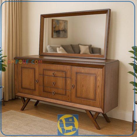 کنسول SCA705 چوبی دارای درب و کشو که به عنوان دراور و میز داخل سالنی آینه دار و میز آرایش، گریم و توالت در پذیرایی و کنار سرویس خواب در اتاق قرار می‌گیرد.