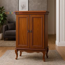 جاکفشی SHA60 چوبی قفسه دار و درب دار که به عنوان کمد و استند کفش در ورودی منزل و پذیرایی و یا در کنار سرویس خواب در اتاق خواب استفاده می‌شود.