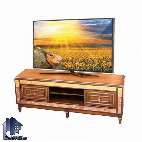 میز تلویزیون مدل TTA315 چوبی با حاشیه آینه کاری و به صورت کشو دار که به عنوان زیر تلویزیونی و استند و براکت LCD و LED در تی وی روم و پذیرایی قرار می‌گیرد.