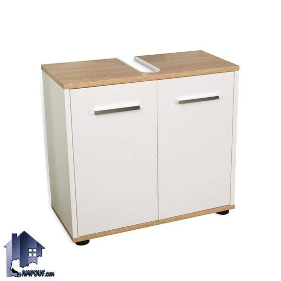 کمد روشویی سرویس بهداشتی BLJ104 درب دار از جنس پلیمر PVC روکش دار و به ضورت ضد آب و قابل شستشو که به عنوان کابینت دستشویی مورد استفاده قرار میگیرد.