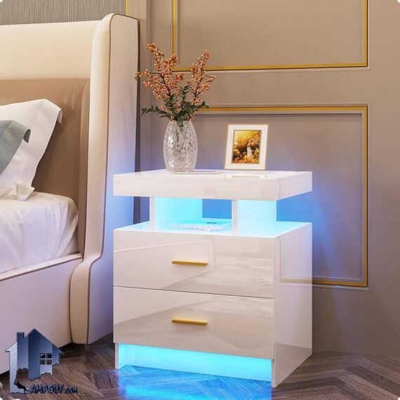 پاتختی BSTJ162 با نور مخفی به صورت چراغ دار و لامپ دار و دارای دو کشو که به عنوان میز تلفن و آباژور در کنار سرویس خواب در اتاق خواب استفاده می‌شود.
