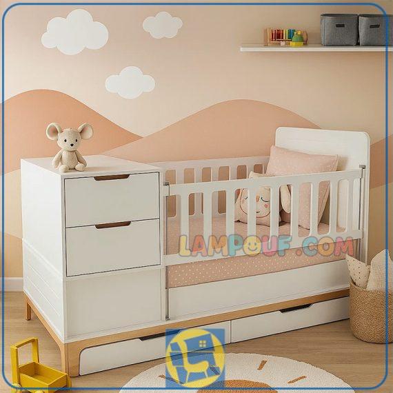 تخت خواب کودک و نوجوان CHE125 به صورت تبدیلی و کشو دار و دارای حفاظ متحرک و آسانسوری و باکس که در کنار سرویس خواب و سیسمونی در اتاق خواب استفاده می‌شود.