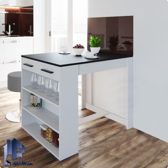 میز بار BTJ170 کشو دار و دارای قفسه که به عنوان میز نهارخوری و غذاخوری در آشپزخانه و پذیرایی و کافی شاپ و رستوران مورد استفاده قرار می‌گیرد.