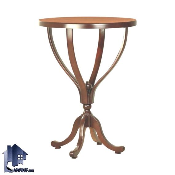 میز خاطره DTA011b چوبی با پایه گلدانی با صفحه گرد که به عنوان میز نهارخوری دو نفره و میز قاب عکس و دکوری در آشپزخانه و پذیرایی استفاده می‌شود.