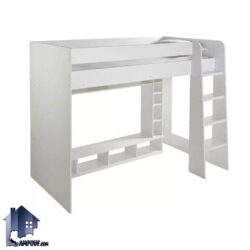 تخت خواب دو طبقه TBJ111 دارای میز تلویزیون، ال سی دی، ال ای دی، شلف، قفسه، ویترین که به عنوان سرویس خواب کمجا گیمینگ در اتاق نوجوان و بزرگسال قرار میگیرد.