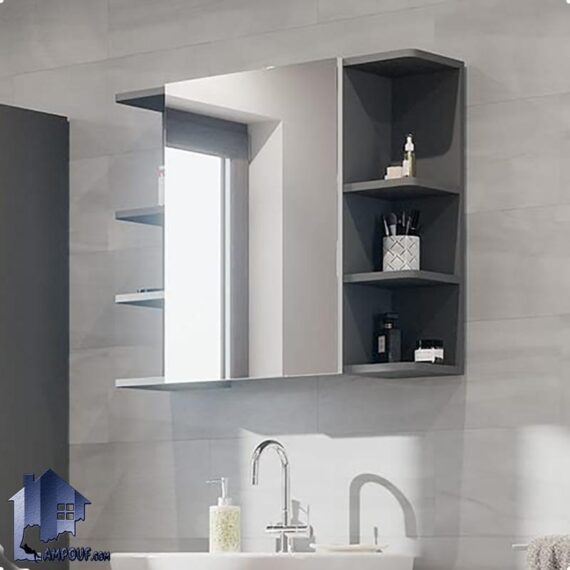 آینه سرویس بهداشتی BMJ103 قفسه دار دارای شلف و ویترین و قابل شستشو و ضد آب از جنس PVC که به عنوان آینه روشویی در داخل حمام و دستشویی استفاده می‌شود.