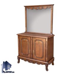 کنسول SCA802 چوبی دارای دو درب و دو کشو که به عنوان دراور آینه دار و میز آرایش و گریم و توالت در کنار سرویس خواب در اتاق خواب استفاده میشود.