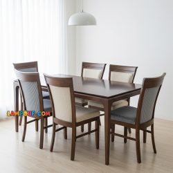 ست میز نهارخوری DTB86 دارای میز مستطیل شکل و صندلی چوبی ناهار خوری با ابعاد چهار، شش و هشت نفره در آشپزخانه، پذیرایی، رستوران و کافی شاپ استفاده میشود.