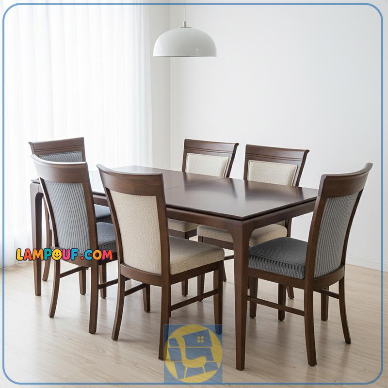 DTB86-1 ست میز نهارخوری DTB86 دارای میز مستطیل شکل و صندلی چوبی ناهار خوری با ابعاد چهار، شش و هشت نفره در آشپزخانه، پذیرایی، رستوران و کافی شاپ استفاده میشود.