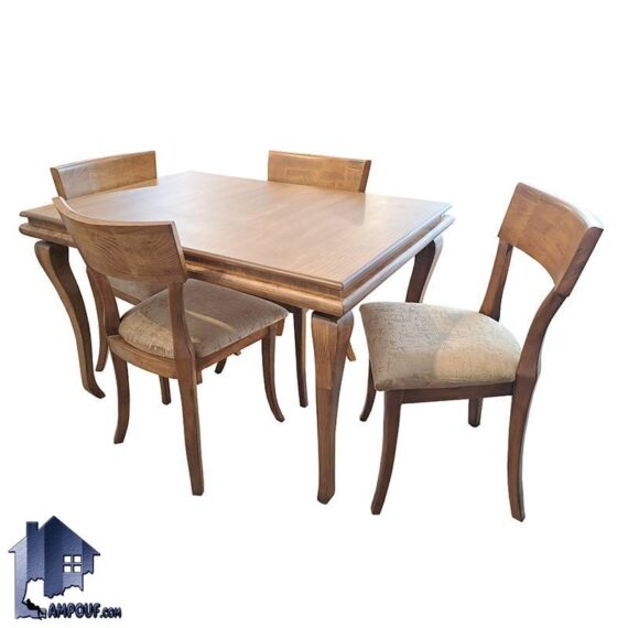 ست میز نهارخوری DTB92 به همراه صندلی چوبی ناهار خوری که به عنوان ست غذا خوری در پذیرایی و آشپزخانه و کافی شاپ و رستوران و هتل ها مورد استفاده قرار می‌گیرد.
