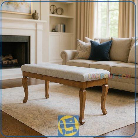 نیمکت پاف BA104 در ابعاد استاندارد، با قابلیت تنوع در رنگ پایه و جنس رویه، مناسب برای تکمیل مبلمان اتاق خواب، پذیرایی و نهارخوری شماست.