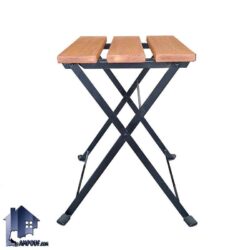 صندلی نهارخوری تاشو DSA156، محصولی کم‌جا و کاربردی، مقاوم به نور و رطوبت، که از چوب طبیعی نراد و فلز فولاد ضدزنگ تولید شده است.