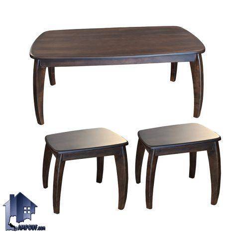 میز جلومبلی HOB164 با دو عدد عسلی با روکش چوب راش که به عنوان میز سه تکه نیز در فضاهای متفاوت داخل و خارج منزل قابل استفاده است.