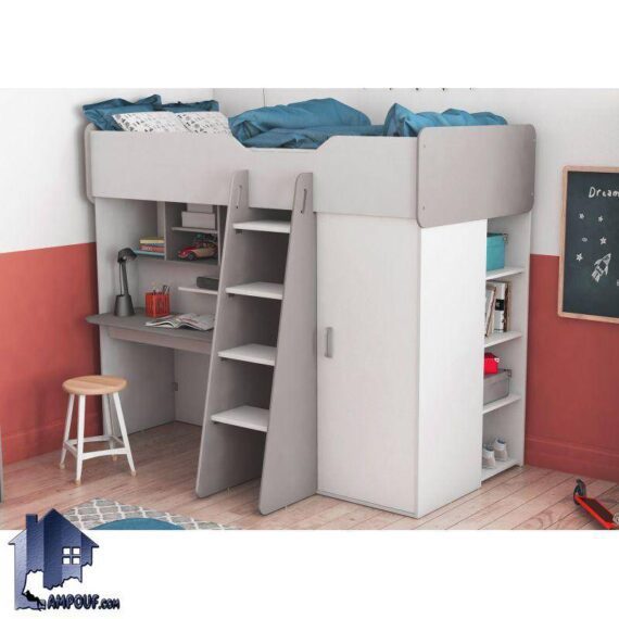 تخت خواب دو طبقه TBJ116، دارای طبقات متعدد، میز مطالعه، یک عدد کمد بزرگ و جادار، سرویس خواب کمجای نوجوان و بزرگسال است.