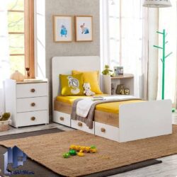 تخت خواب یک نفره SBJ241 دارای 3 عدد کشو در قسمت زیرین تختخواب، از جنس ام دی اف مرغوب و مناسب اتاق نوجوان و بزرگسال است.