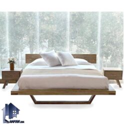 تخت خواب دو نفره DBL0016 چوبی دکوراتیو با دو سایز کینگ و کوئین که در کنار انواع سرویس خواب در اتاق خواب مورد استفاده قرار می‌گیرد.