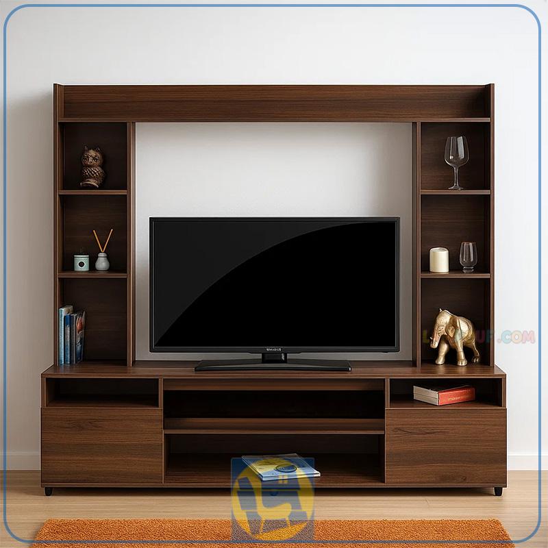 TTJ127-1 میز تلویزیون مدل TTJ127 به صورت ایستاده دارای قفسه و ویترین است و به عنوان میز ال سی دی و ال ای دی در تی وی روم و پذیرایی استفاده میشود.