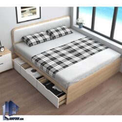 تخت خواب دو نفره DBJ207 با دو سایز کینگ و کوئین و به صورت کشو دار و باکس دار که به عنوان تختخواب و سرویس خواب کمجا استفاده می‌شود.