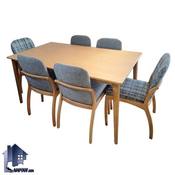 ست میز نهارخوری DTB112 چوبی دارای صندلی که به صورت 4 و 6 و 8 نفره تولید می‌شود و در آشپزخانه و پذیرایی و کافی شاپ و رستوران استفاده می‌شود.