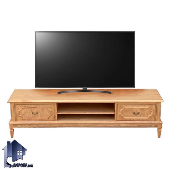 میز تلویزیون TTA909 کشو دار و قفسه دار که به عنوان استند ال سی دی یا ال ای دی در پذیرایی و تی وی روم مورد استفاده قرار می‌گیرد.